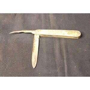 Antique Silver Victorian Fold Fruit Knife Embossed Floral Handle with Seed Pick